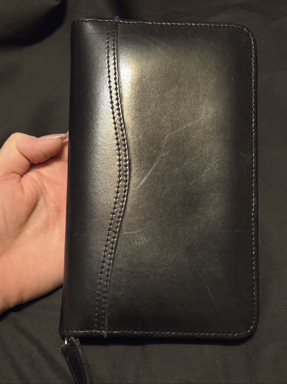 Day-Timer Black Zippered Wallet-Like Leather 7.5x4.5"